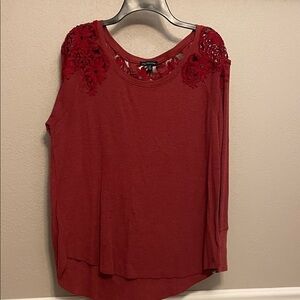 American Eagle Outfitters Red Floral Lace Top